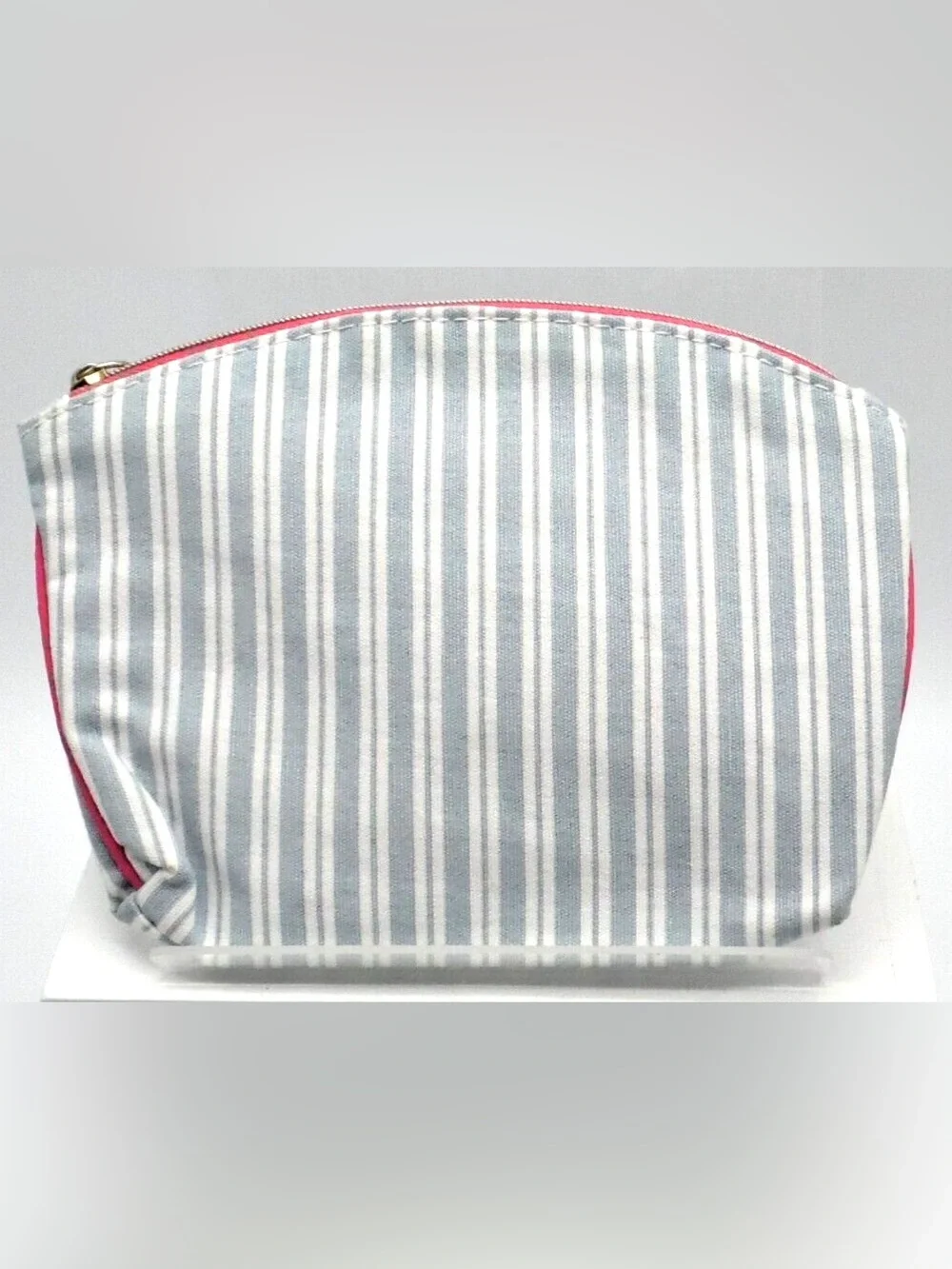 Ipsy Blue White Striped Makeup Bag Cosmetic Pouch Wristlet